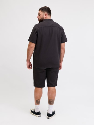 Jack & Jones Plus Camasa Waffle, barbati big sizes, Resort Shirt, Negru - Img 2