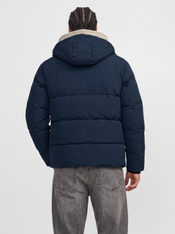 Jack & Jones Plus Geaca barbati big sizes, PUFFER, cu gluga, JJEBECKS, Bleumarin inchis - Img 2