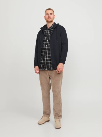 Jack & Jones Plus Hanorac cu fermoar, barbati big sizes, Relaxed Fit, JJEBRADLEY, Negru - Img 6