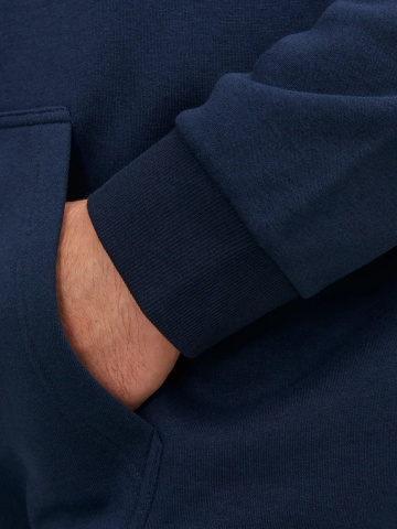 Jack & Jones Plus Hanorac cu fermoar, barbati big sizes, Relaxed Fit, JJEBRADLEY, Bleumarin inchis - Img 4