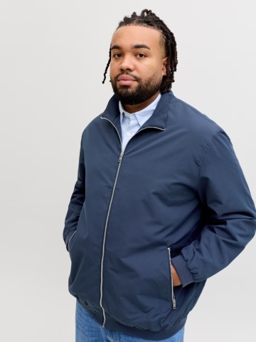 Jack & Jones Plus Jacheta bomber, barbati big sizes, Albastru inchis - Img 3