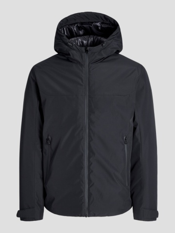 Jack & Jones Plus Jacheta de tranzitie, barbati big size, cu gluga si croiala Regular fit, Negru - Img 8