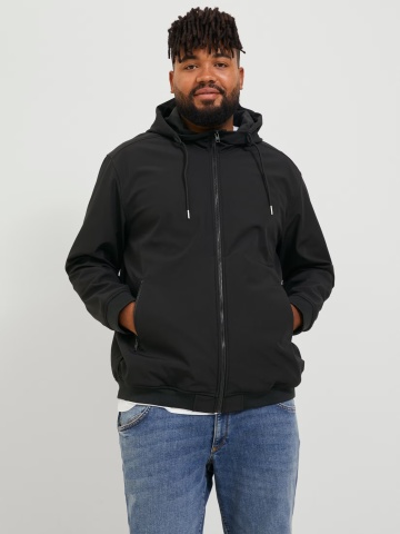 Jack & Jones Plus Jacheta softshell cu gluga barbati big sizes, Negru