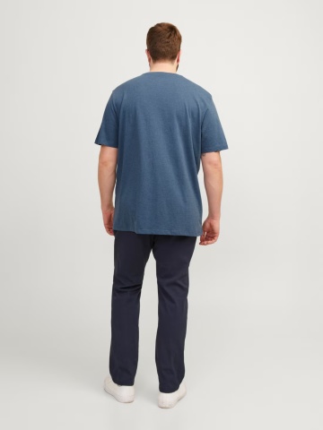 Jack & Jones Plus Tricou barbati big sizes, din bumbac organic, Standard Fit, PAULOS, Albastru inchis - Img 7