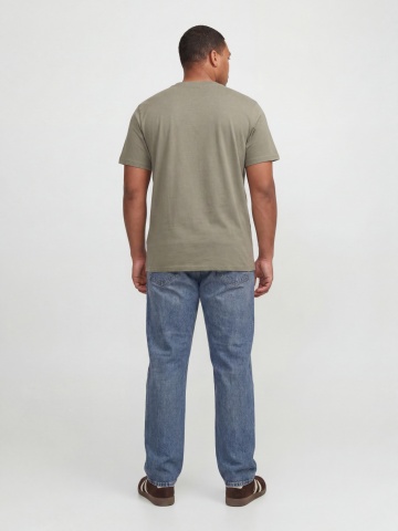 Jack & Jones Plus Tricou barbati big sizes, din bumbac, Regular Fit, JJBENSON, Olive - Img 4