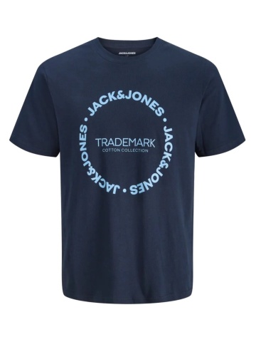 Jack & Jones Plus Tricou barbati big sizes, din bumbac, Regular Fit, JJBENSON, Bleumarin inchis - Img 7