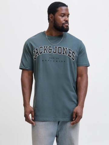 Jack & Jones Plus Tricou barbati big sizes, Relaxed Fit, imprimeu cu logo, Albastru inchis