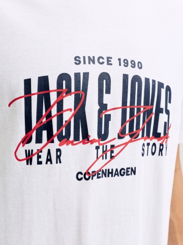 Jack & Jones Plus Tricou la baza gatului barbati big sizes, din bumbac, Regular Fit, Alb - Img 4