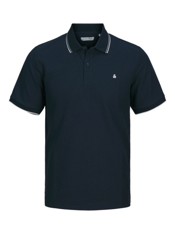 Jack & Jones Plus Tricou polo barbati big sizes, cu logo, Regular fit, Bleumarin inchis - Img 8