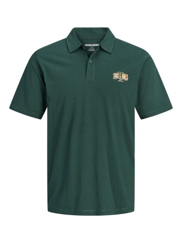Jack & Jones Plus Tricou polo barbati big sizes, din jerseu de bumbac, Regular Fit, Verde inchis