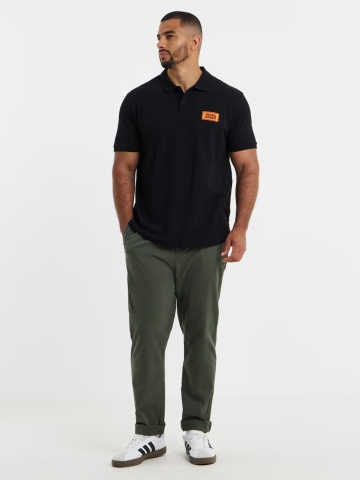 Jack & Jones Plus Tricou polo barbati big sizes, din piqué de bumbac, Regular fit, JJRUSH, Negru - Img 5