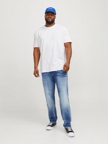 Jack & Jones Plus Tricou simplu barbati big sizes, Bradley, decolteu la baza gatului, Alb - Img 6