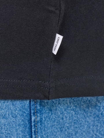 Jack & Jones Plus Tricou simplu, barbati big sizes, din bumbac organic, Relaxed Fit, Negru - Img 5