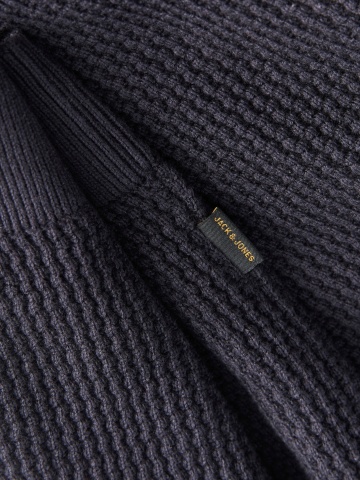 Jack & Jones Pulover barbati cu fermoar la baza gatului, din bumbac organic, JPRBLUSTANLEY, Bleumarin inchis - Img 4