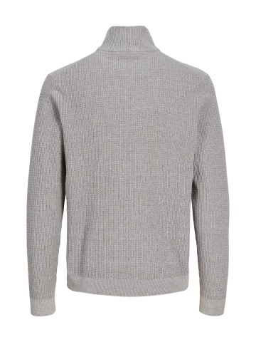 Jack & Jones Pulover barbati cu fermoar la baza gatului, din bumbac organic, JPRBLUSTANLEY, Gri - Img 2