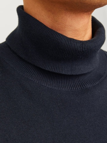 Jack & Jones Pulover barbati, simplu cu guler inalt, Bleumarin inchis - Img 4