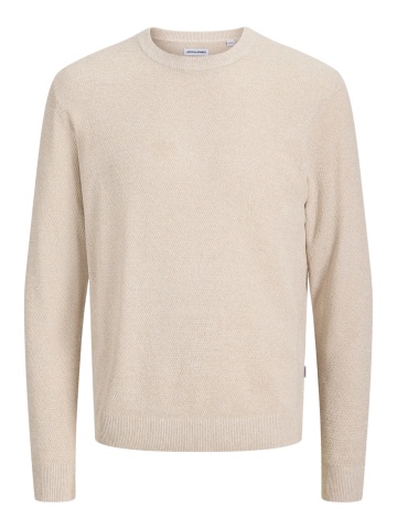 Jack & Jones Pulover tricotat barbati, din bumbac organic, Regular fit, JAURYDER, Bej - Img 8
