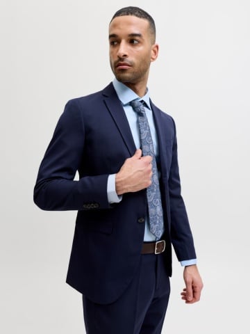 Jack & Jones Sacou barbati, JPRFRANCO, cu croiala Super Slim fit, Bleumarin inchis - Img 3