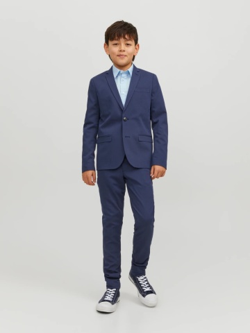 Jack & Jones Sacou costum baieti, SOLAR, croiala Super Slim Fit, Bleumarin - Img 5