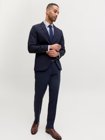 Jack & Jones Sacou elegant barbati, JPRFRANCO, cu croiala Super Slim fit, Bleumarin inchis - Img 7