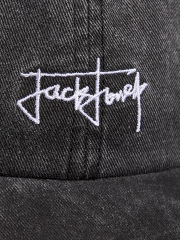 Jack & Jones Sapca barbati, cu logo, din bumbac, Gri inchis - Img 2