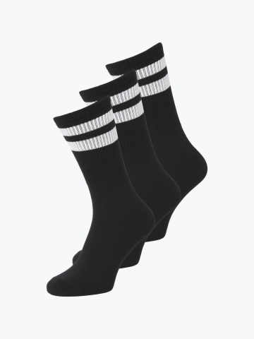 Jack & Jones Set 3 perechi de sosete tenis, barbati, JACTRAVIS, cu logo, Negru