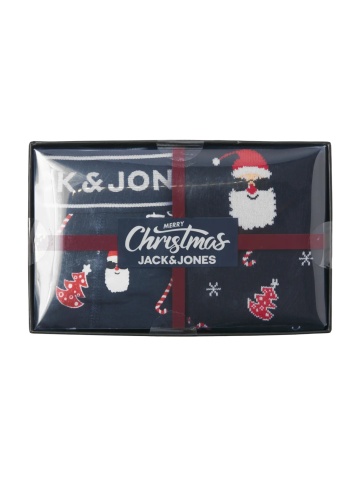Jack & Jones Set cadou barbati, format dintr-o pereche de boxeri si 2 perechi de sosete, JACSANTA, Bleumarin inchis