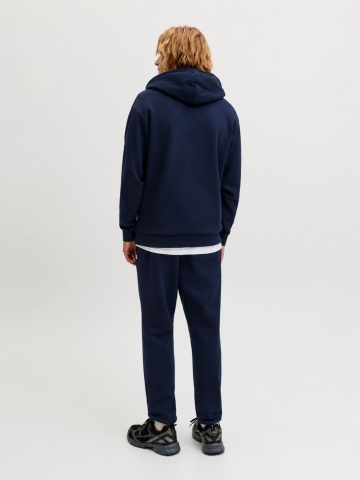 Jack & Jones Set trening barbati, format din hanorac cu gluga, fara fermoar si pantaloni lungi, Relaxed Fit, JJEBRADLEY, Bleumarin inchis - Img 2
