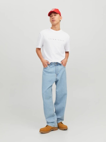 Jack & Jones Tricou barbati JJESTAR JJ TEE SS, cu textul Jack & Jones, Relaxed Fit, Alb - Img 5