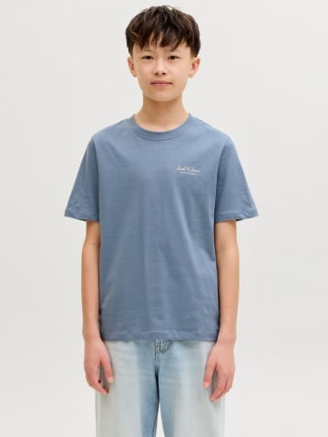 Jack & Jones Tricou din bumbac, baieti, cu decolteu la baza gatului, Albastru