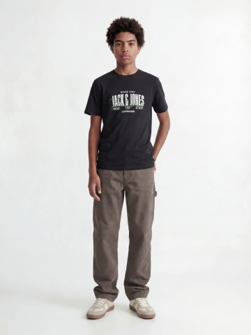 Jack & Jones Tricou la baza gatului baieti, din bumbac, Regular fit, Negru - Img 4