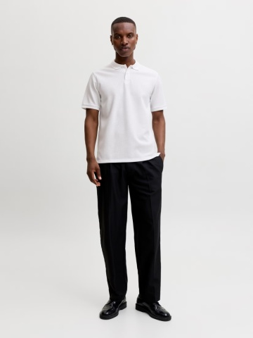 Jack & Jones Tricou polo barbati, din amestec de bumbac, Regular Fit, JJEAUSTIN, Alb - Img 6