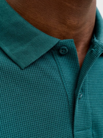 Jack & Jones Tricou polo barbati, din amestec de bumbac, Regular Fit, JJEAUSTIN, Verde inchis - Img 4