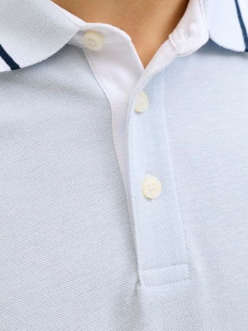 Jack & Jones Tricou polo barbati, Slim fit cu guler contrast, Albastru deschis - Img 4