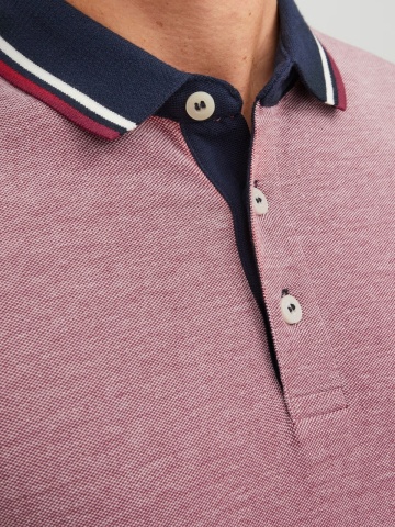 Jack & Jones Tricou polo barbati, Slim fit cu guler contrast, Roz - Img 4