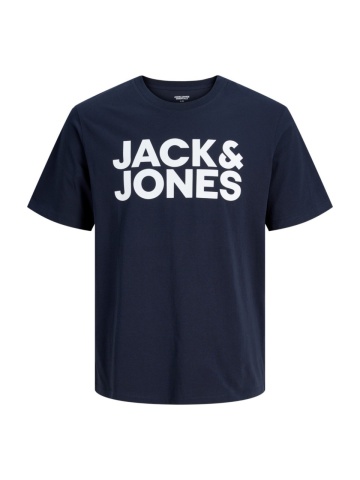Jack & Jones Tricou simplu, barbati, din 100% bumbac, cu imprimeu cu logo, Bleumarin inchis - Img 8