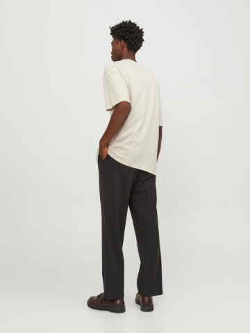 Jack & Jones, Tricou simplu, Bradley, barbati, din bumbac, Relaxed fit, Bej - Img 7
