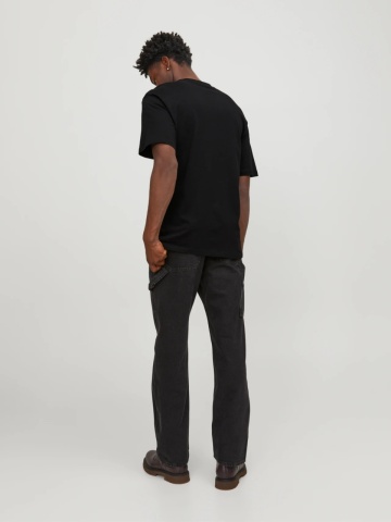Jack & Jones, Tricou simplu, Bradley, barbati, din bumbac, Relaxed fit, Negru - Img 7