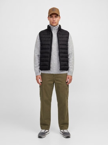 Jack & Jones Vesta barbati cu puf, fara gluga cu guler inalt, Regular fit, JJEBERG, Negru - Img 4