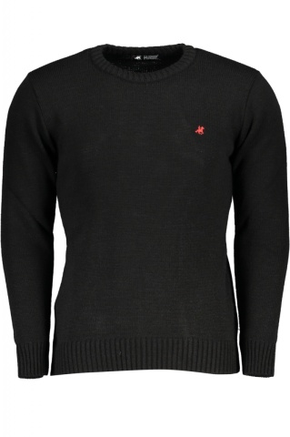 Pulover barbati cu guler rotund brodat si logo negru - Img 1