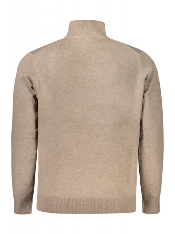 Pulover cu guler inalt, cu mini logo brodat, Regular fit, maro deschis - Img 2