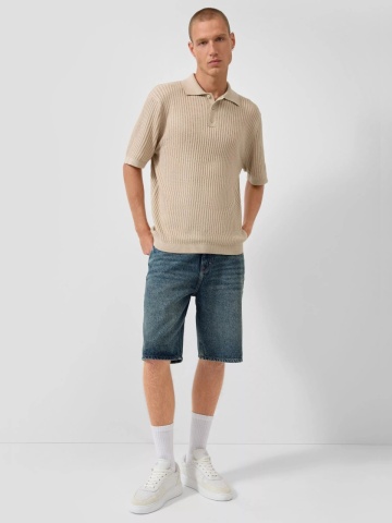 Q/S by s.Oliver Pantaloni scurti de blug barbati, din bumbac, cu talie medie, Loose fit, Albastru inchis - Img 5