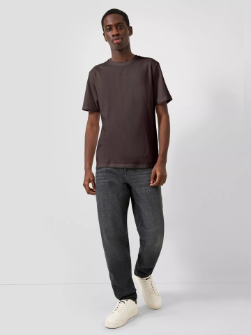 Q/S by s.Oliver Tricou barbati, la baza gatului, din bumbac, Regular Fit, Maro inchis - Img 4
