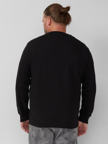 s.Oliver Big Sizes Bluza barbati big sizes, cu decolteu la baza gatului, logo, Negru - Img 2