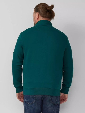 s.Oliver Big Sizes Bluza barbati big sizes cu guler inalt si fermoar, Regular fit, Verde - Img 2