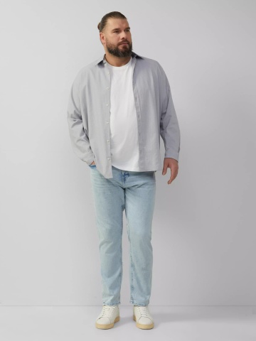 s.Oliver Big Sizes Camasa barbati big sizes, cu maneca lunga, Regular fit, Gri deschis - Img 5