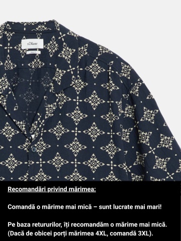 s.Oliver Big Sizes Camasa barbati big sizes, din bumbac, cu imprimeu, Resort fit, Bleumarin inchis - Img 3