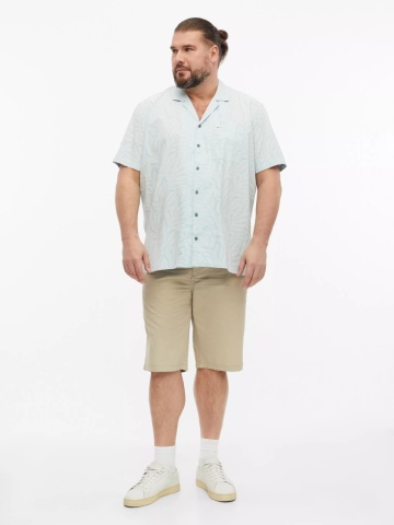 s.Oliver Big Sizes Camasa cu imprimeu floral, barbati big sizes, din amestec de bumbac, Resort fit, Albastru deschis - Img 5