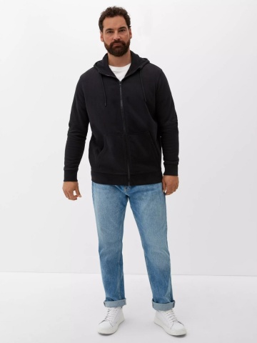 s.Oliver Big Sizes, Hanorac barbati big sizes, cu fermoar, Regular fit, Negru - Img 5