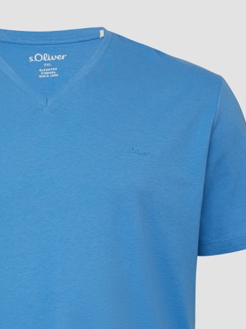 s.Oliver Big Sizes Tricou barbati big sizes cu decolteu in V, croiala Regular Fit, Albastru - Img 7